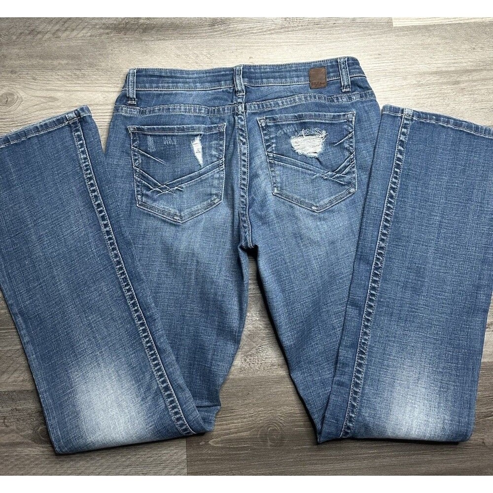 BKE Payton Bootcut Jeans Womens 29x33.5 Medium Wash Distressed Buckle